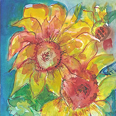 Cindy's Sunflowers Note Card by Sue Bolt