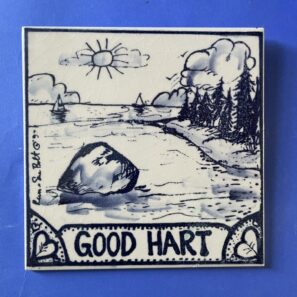 Limited Edition Blue and White Good Hart Tile Lakeshore with sailboats