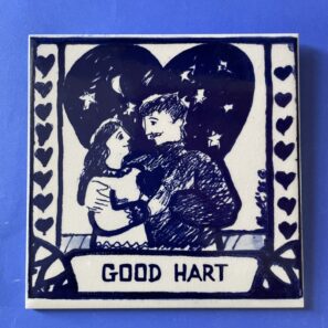 Limited Edition Blue and White Good Hart with Couple and Heart