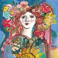 In My Imaginary Garden Angel Note Card by Sue Bolt