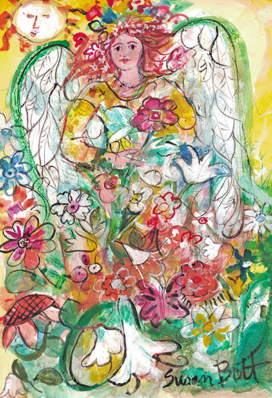 Spring Flower Angel Painting by Sue Bolt