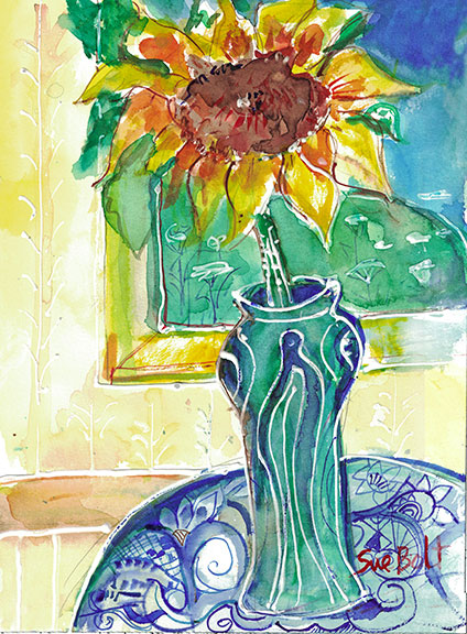 Sunflower Note Card by Sue Bolt